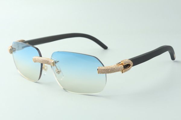 

designer micro-pave diamond sunglasses 3524024 with black wood arms glasses,direct sales, size: 18-135mm, White;black