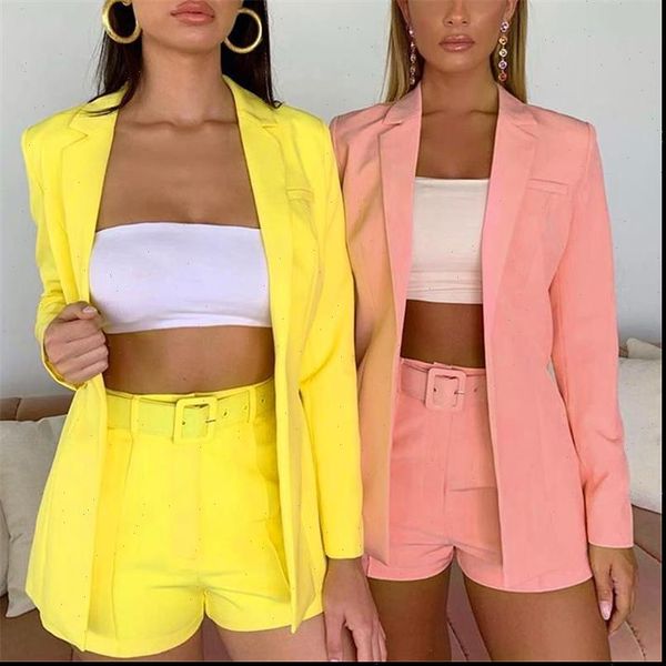 

fashion clothes set office women tracksuits basic blazer long sleeve coat pants slim suit jacket ladies clothing sets, Gray
