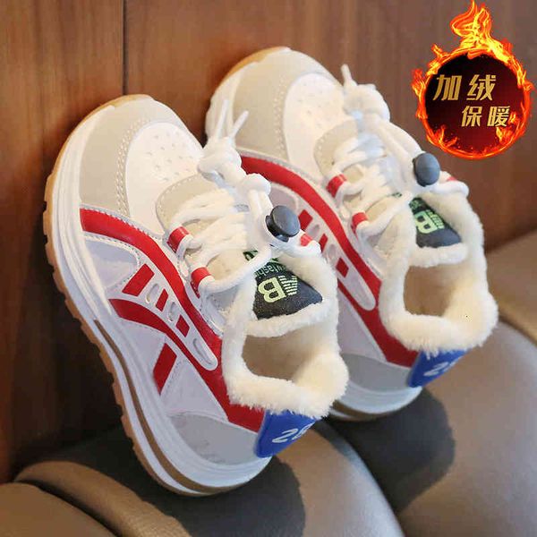 

boots toddler shoes children' cotton shoes 2021 winter plush boys' and girls' sports waterproof soft sole baby walking white, Black;grey