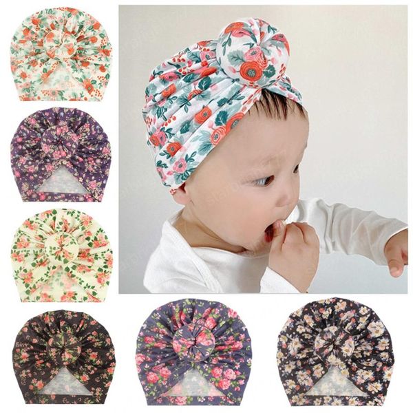 

6 colors printed flower beanie cap newborn infant baby summer fashion cute turban hats sweet soft elastic caps for toddler girls beanies hai, Yellow