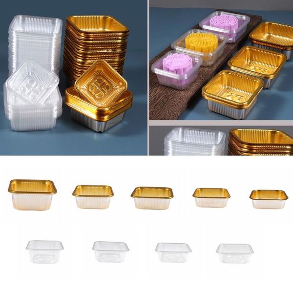 Altre forniture per feste festive 100pcs Moon Cake Bottom Tray Packaging Box Tuorlo d'uovo Croccante Fagiolo mungo interno Blister ispessito dorato