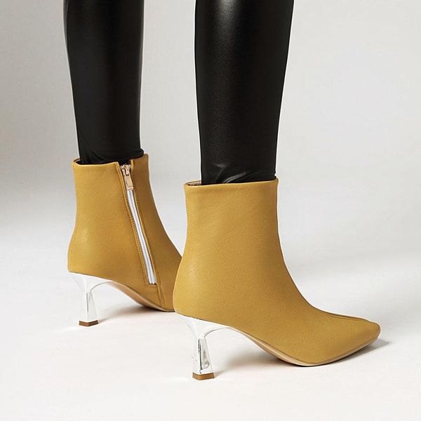 

boots fanyuan women ankle mixed color strange heel high short fashion shoes woman footwear size 34-43, Black