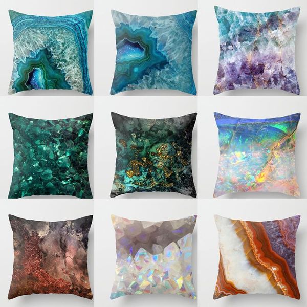 

print art cushion cover mediterraneannavy blue gamer chair pillow case for sofa soft retro marble geometric sea ocean turquoise cushion/deco