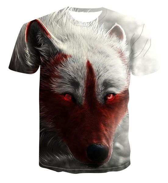 

men's shirt fashion blood wolf men's round neck t-shirt, White;black