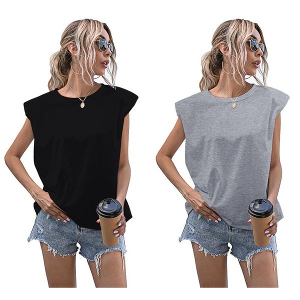 

women's t-shirt 2x casual loose tank summer sleeveless women basic knitwear  size black & gray, White