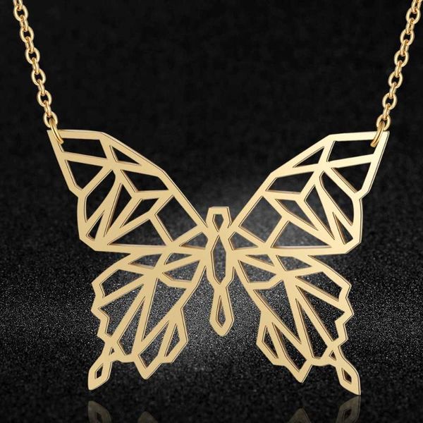 

pendant necklaces 100% stainless steel animal butterfly fashion necklace for women special gift wholesale female trendy jewelry, Silver