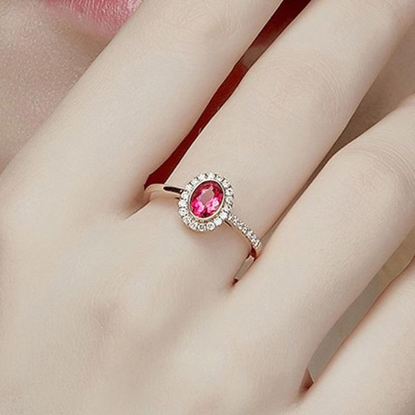 

cluster rings moonrocy crystal wedding rose gold color red cz cubic party jewelry wholesale for women girls gift drop, Golden;silver