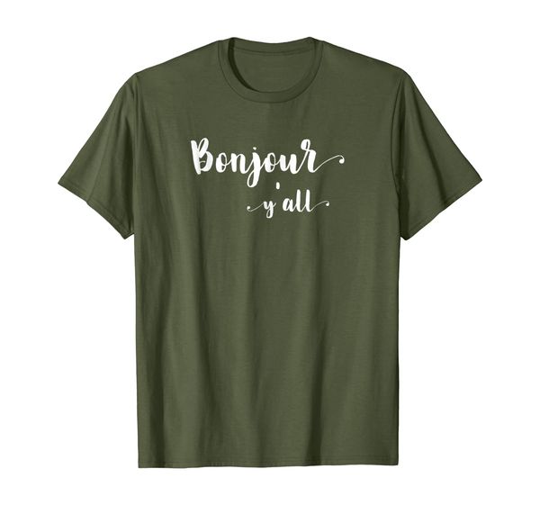 

fun southern french louisiana t-shirt hi y'all bonjour, White;black