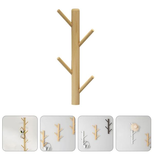 

hooks & rails wall mounted coat hanger multi-functional rack wooden