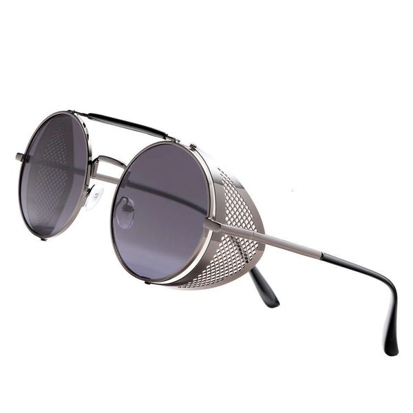 

Glass 2020 Metals Around Steampunk Brand Men Women Fashion Designer Retro Frame Vintage Sunglasses UV400, Black