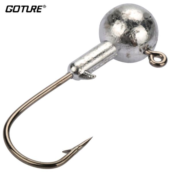 

goture 50pcs jig head fishhooks carbon steel fishing hook 1-20g lead hooks for soft lure accessories