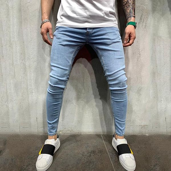 

blue skinny jeans men spring fashion classic trousers casual straight elasticity pants men's, Black