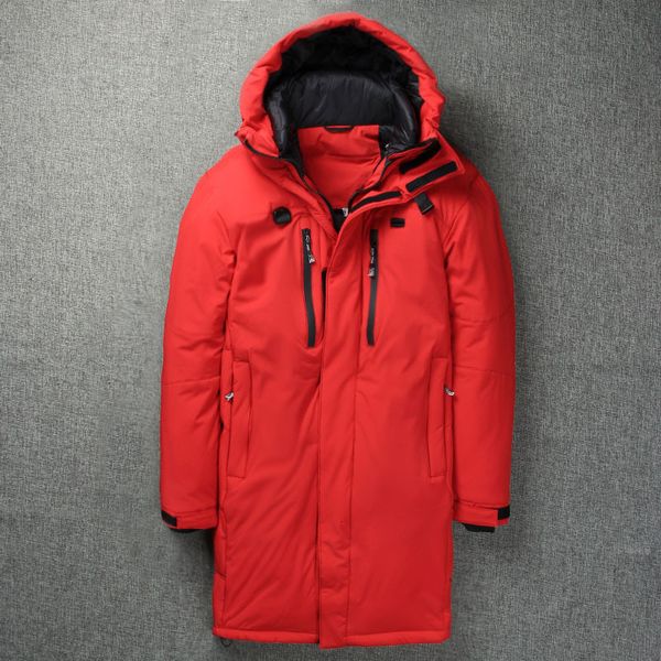 

winter long duck outdoor skiing thick men's down jacket warm windbreaker x-long coat for men, Black