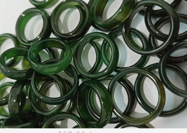 

natural green chalcedony agate rings ping, Silver