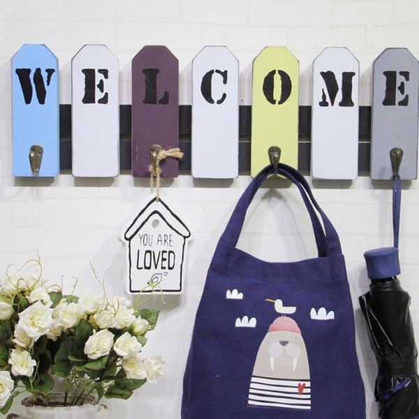 

hooks & rails wall key holder farmhouse decor welcome sign hanger hook decoration retro home accessories