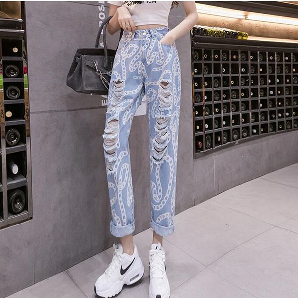 

women's jeans torn women's jeans, high-waisted clothes, broad leg, urban vintage, straight harajuku pants, fashion kx8z, Blue