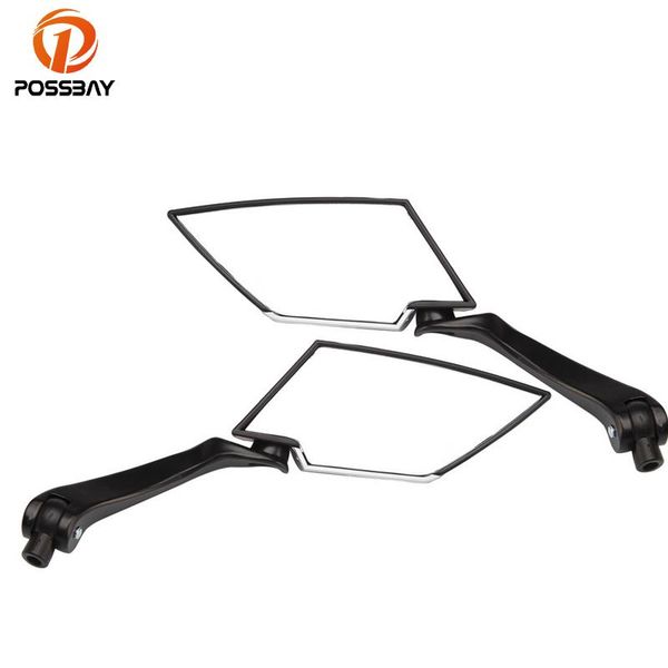 

motorcycle mirrors possbay 2pcs 8/10mm black universal side rearview retro moto racer scooter end mirror motorbike accessories