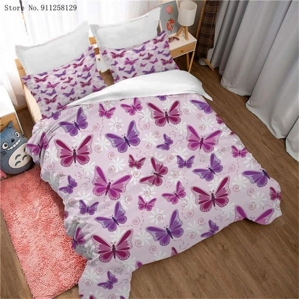 

bedding sets 2/3 pieces beautiful butterfly set colorful animals duvet cover home textile bed quilt microfiber fabric bedspread