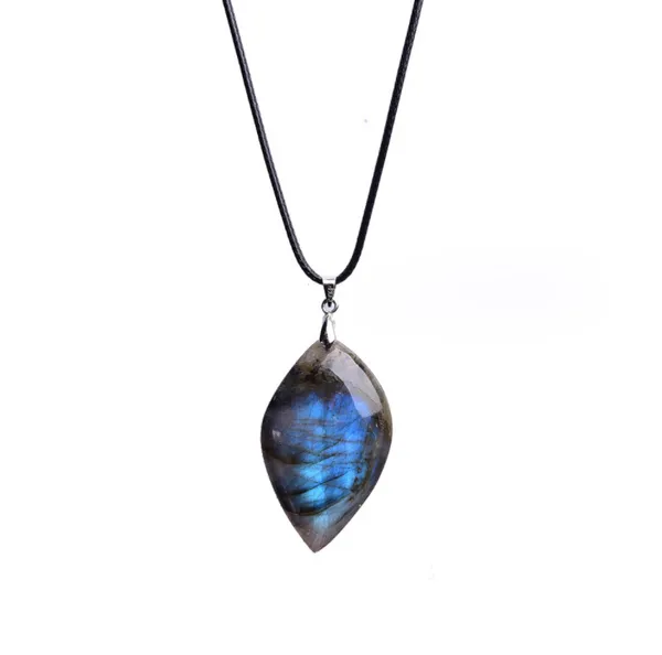 1pc naturale labradorite pietra di luna pietra grezza foglia gioielli ciondolo al chiaro di luna blu