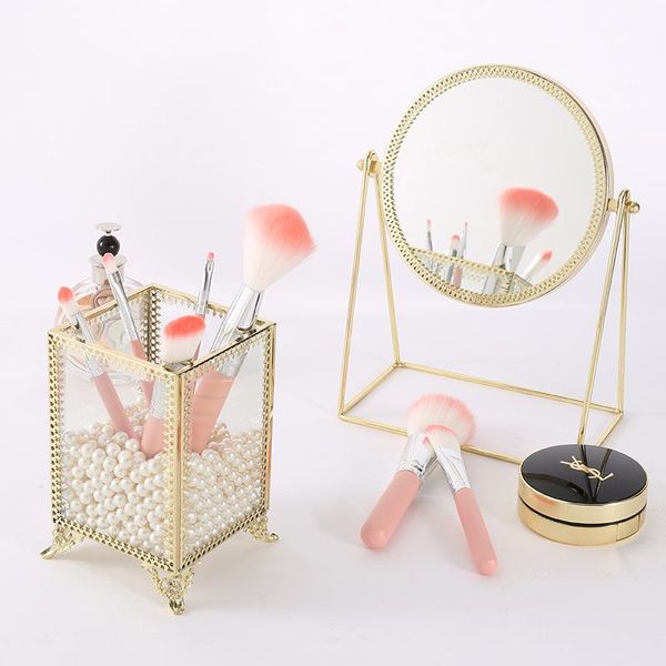 

makeup brush storage box organizer deskmake up holder cosmetics display boxes & bins