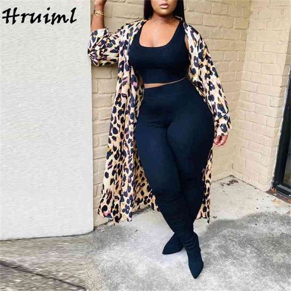 

women's coat fashion leopard print long sleeve open stitch female jacket autumn casual loose coats streetwear clothes 210513, Black;brown