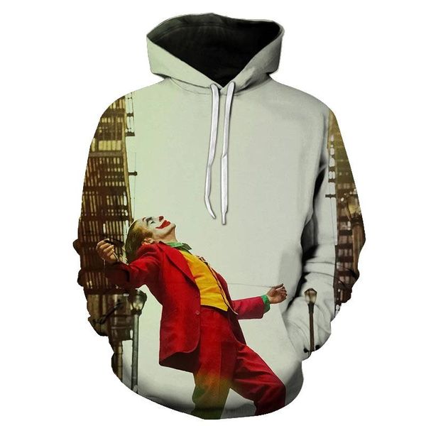 

men's hoodies & sweatshirts harajuku street personalized clown hoodie male and female hip-hop trend printing horror movie hooded sweate, Black