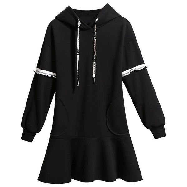 

fall japan style add velvet thickening women dresses elegant winter students hooded long-sleeve loose red cute vestidos pullover maternity, White