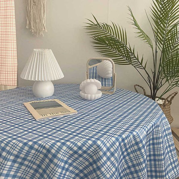 Tabela Pano Blogueiro Coreano Ins com Toalha de Tablecloth Retro Fundo Selvagem PO Prop Picnic Mat Ferramentas de Cozinha Checkered 210626