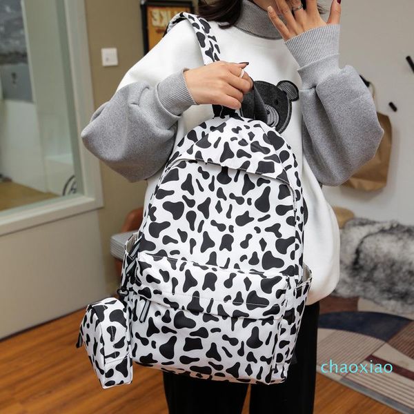 

korean fashion cow college backpack student school 2021 bag style pattern new large-capacity casual harajuku tgrvt