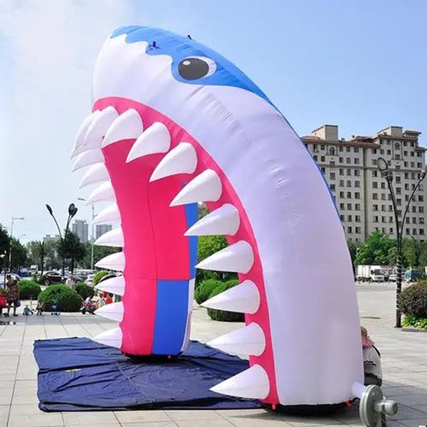 

customized design inflatable shark arch with sharp teeth for park entrance welcome decoration