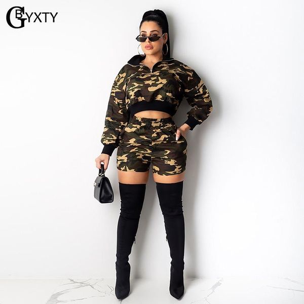 

two piece dress gbyxty camouflage jogger set winter shorts for women hoodies crooped sweatshirt and short army tracksuit zl543, White