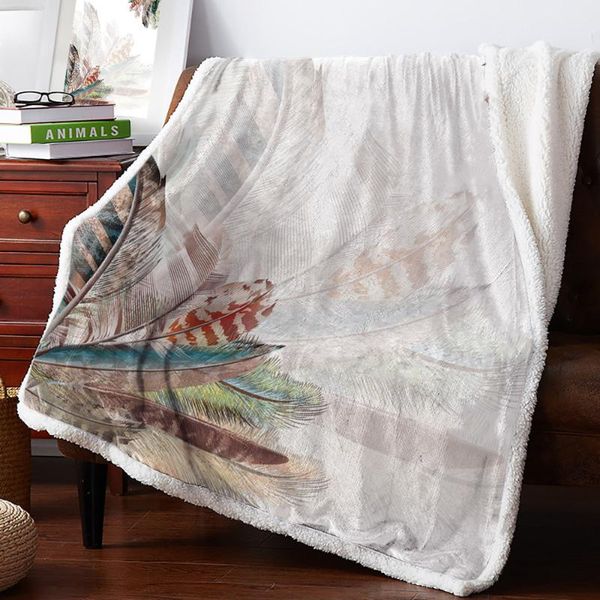 

blankets cute animal colorful feathers print plush throw blanket sherpa fleece bedspread bedding picnic wool soft