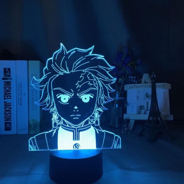 

night lights acrylic tanjiro led light child bedroom decor nightlight kids kimetsu no yaiba lamp gift 3d ghost slayer peripheral