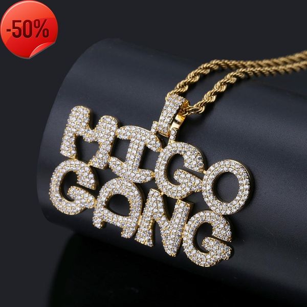 

migo gang letter pendant with zircon inlay, Silver