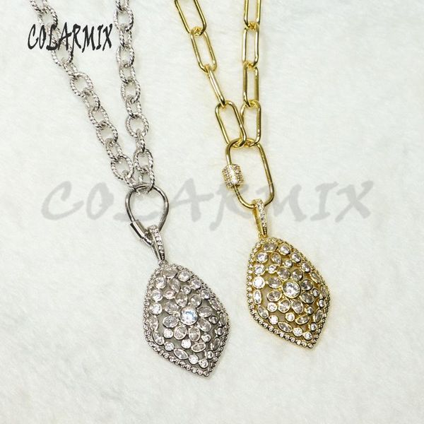 

pendant necklaces 2 pcs zircon shield necklace crystal stone wholesale jewelry chain gift for lady 50338, Silver