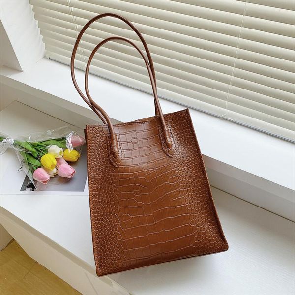 

evening bags crocodile pattern pu leather shopping bag female handbag large capacity shoulder for women 2021 design handbags tote