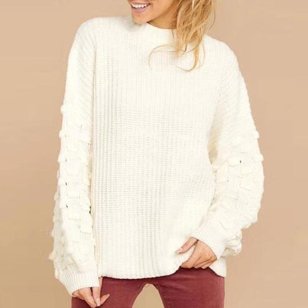 

women's sweaters 2021 autumn /winter streetwear and pullovers casual long-sleeved student fashion round neck, White;black