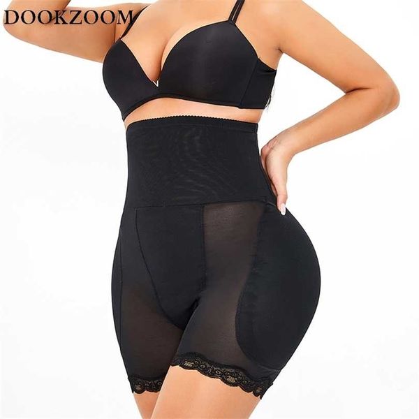 

women butt lifter shapewear slim waist tummy control panties body underwear pad fake buttocks lingerie thigh slimmer plus size 211218, Black;white