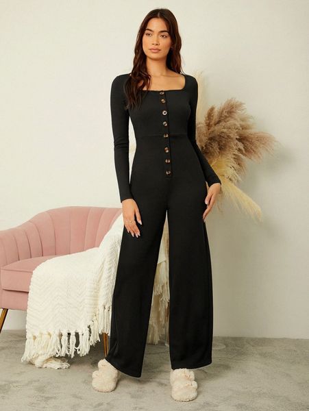

square neck wide leg jumpsuit 44n2#, White