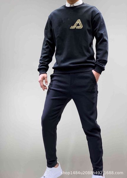 

2021 feijia men's loose casual printed sweater f family round neck pullover top, Black