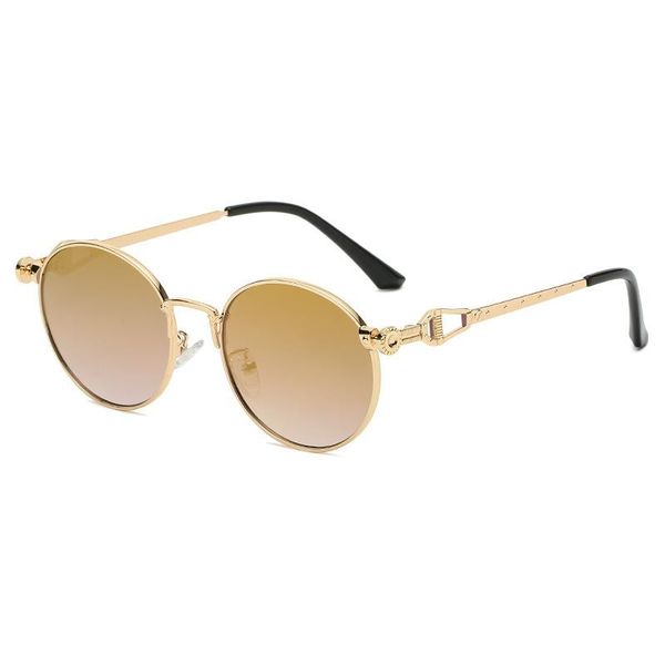 

sunglasses 2021 women brand design round metal for man female black uv400 sun glasses punk gothic steampunk eyewear, White;black