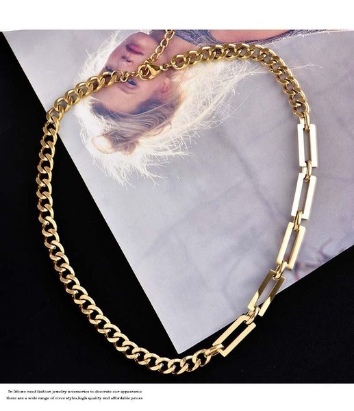 

chains titanium steel cuban necklace ins hip hop street thick chain clavicle niche heavy industry choker light luxury, Silver