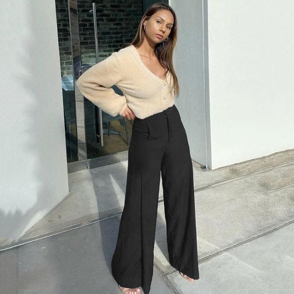 

sweatpants women cargo trousers loose high waist wide leg pants 2021 autumn wild thin temperament suit feamle women's & capris, Black;white
