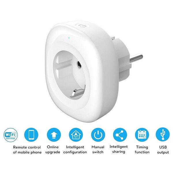 

smart power plugs mini wifi socket eu plug mobile phone remote control intelligent usb output for home as99