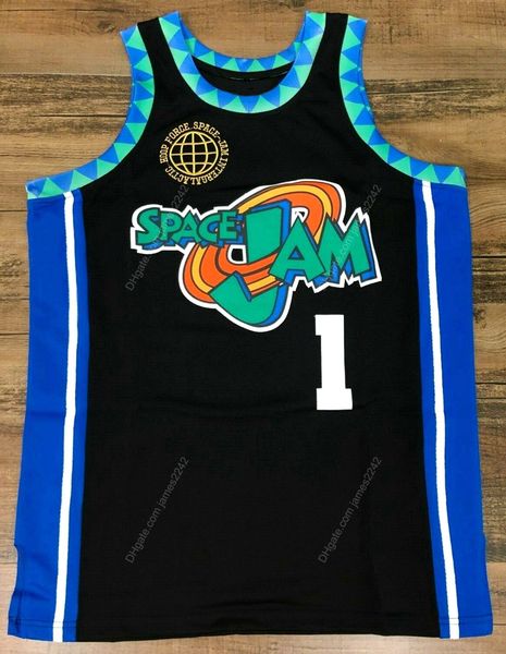 

movie bugs #1 space jam tune squad basketball jersey men's stitched black size s- jerseys