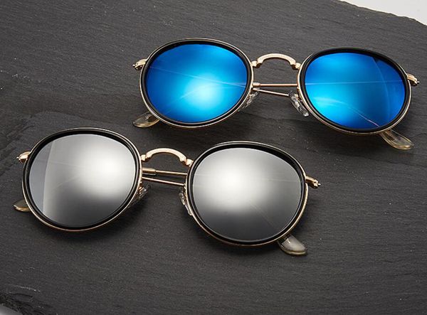 

vintage round sunglasses 51 women men black gold frame sun glasses mirror gafas de sol for ladies with cases, White;black