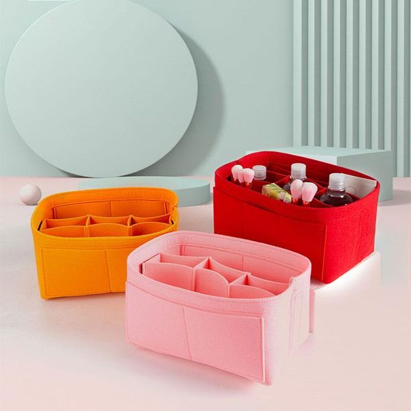 

felt cloth inner bag women fashion handbag multi-pockets storage cosmetic organizer bags luggage accessories s/m/l/xl & cases