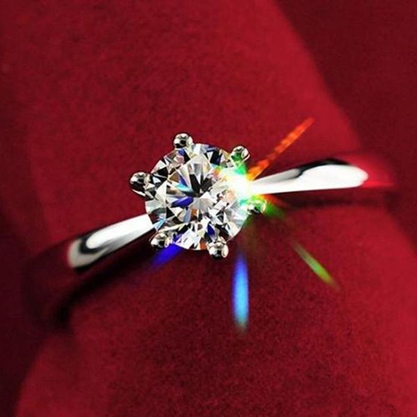 

wedding rings women clear zircon inlaid elegant female bridal engagement party jewelry fashion ring 925 silver for, Slivery;golden