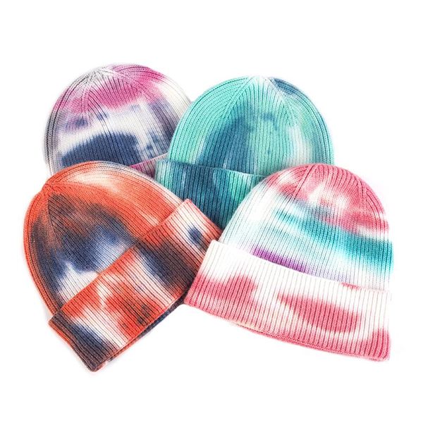 

beanies fashion knit tie-dye ear men coarse hat all-match warm hats women's winter autumn thick soft ski cap bonnet skullies