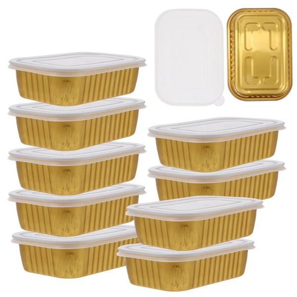 

gift wrap 10pcs food takeaway boxes disposable barbecue with lids (golden)